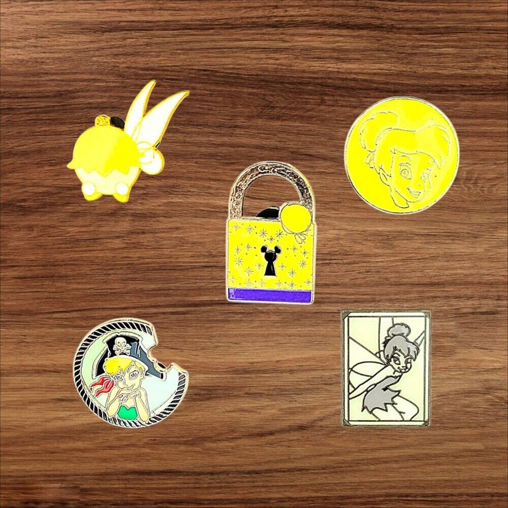 5 Peter Pan Tinker Bell Disney Parks Trading Pins, Plus 2 Bonus Pins